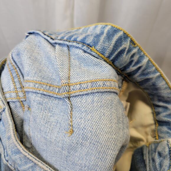 We the Free Light wash Distressed A-line Micro Denim Skirt Button Fly, 25 - Picture 8 of 9